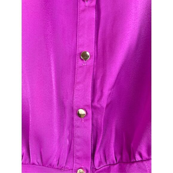 Milk & Honey Button Down LS Blouse Purple Size Small Fitted - Picture 4 of 8